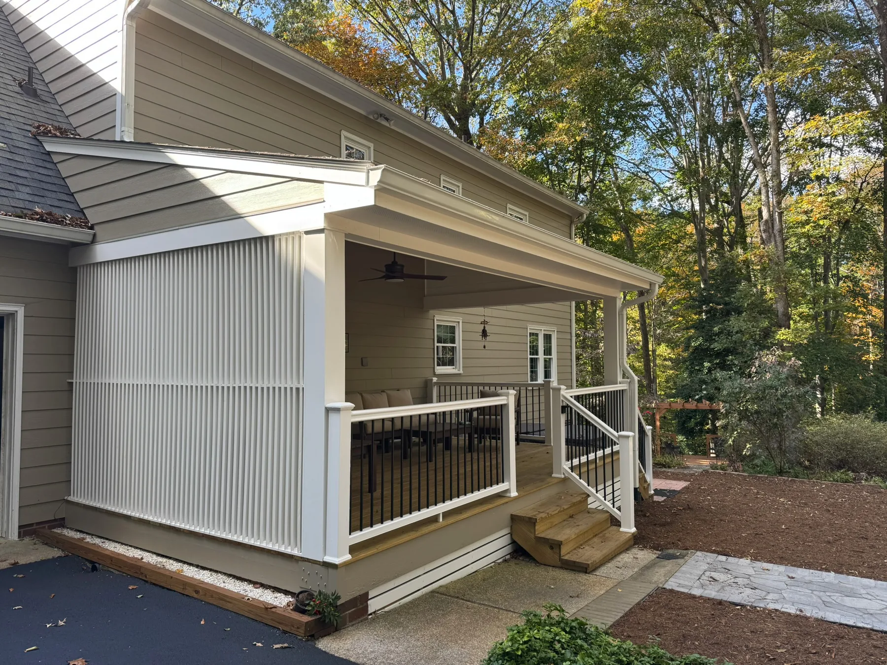 Finished covered porch